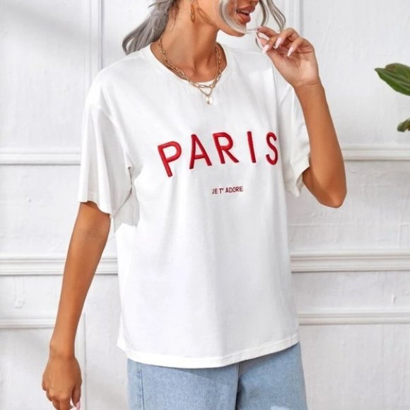 Embroidered PARIS Tee Casual contemporary minimalist - Picture 3 of 8